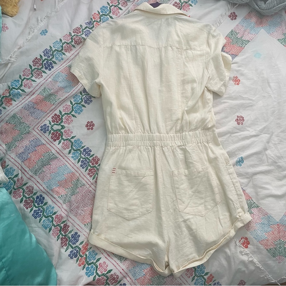 Linen Front Zip Collared Romper - image 2